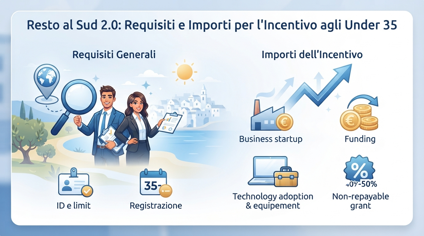 Resto al Sud 2.0: Requisiti e Importi per l'Incentivo agli Under 35