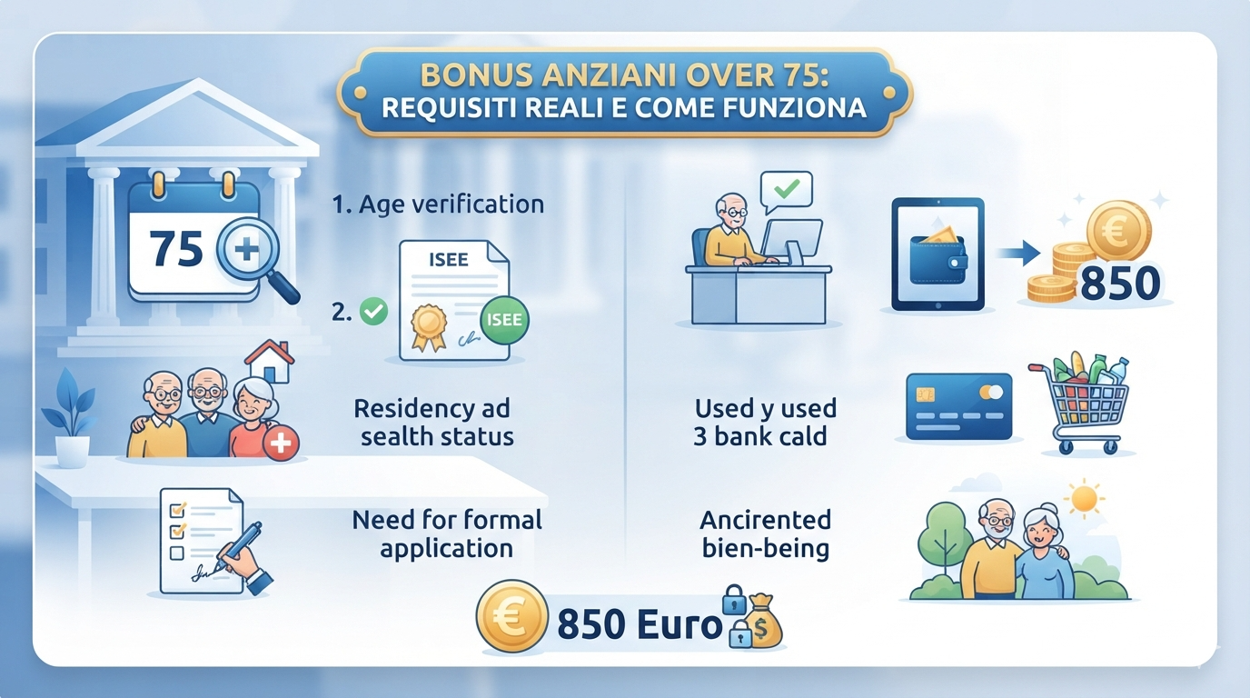 Bonus Anziani Over 75 da 850 Euro: Requisiti Reali e Come Funziona